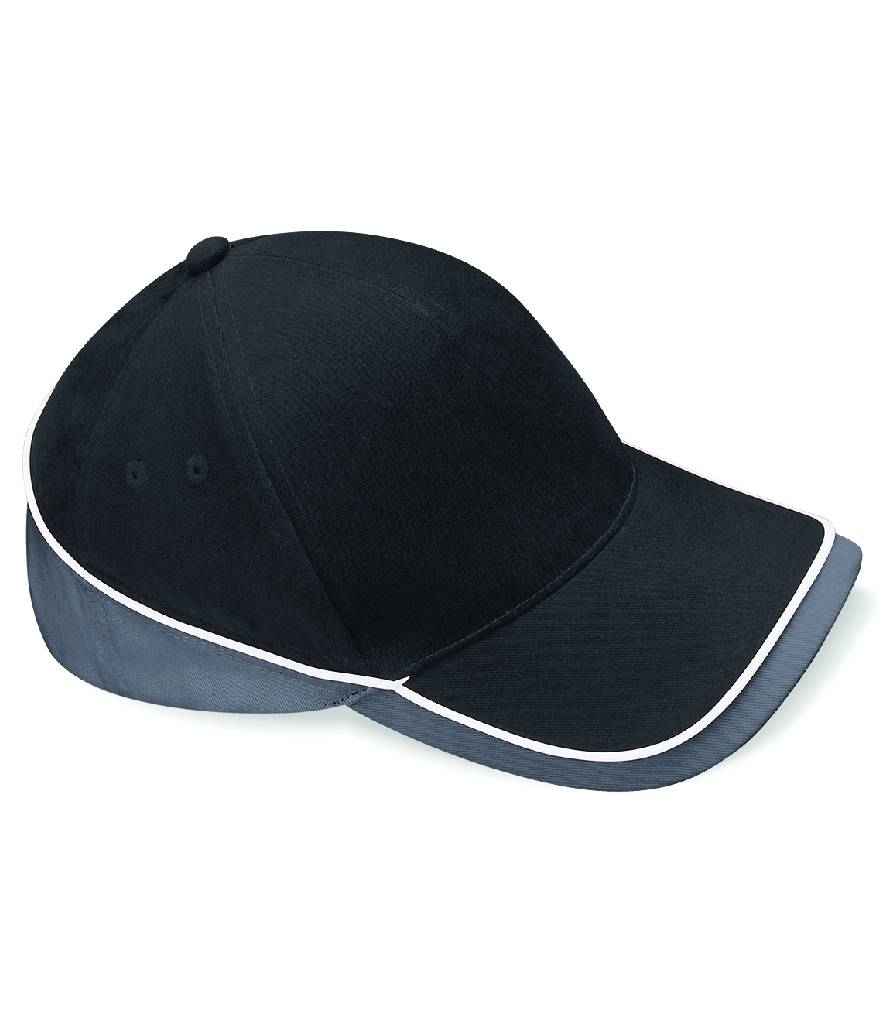 Beechfield Teamwear Competition Cap in ONE Black Graphite Grey White by Beechfield — Custom branded clothing by Print Press, featuring premium embroidery produced in our specialist print lab in the UK.