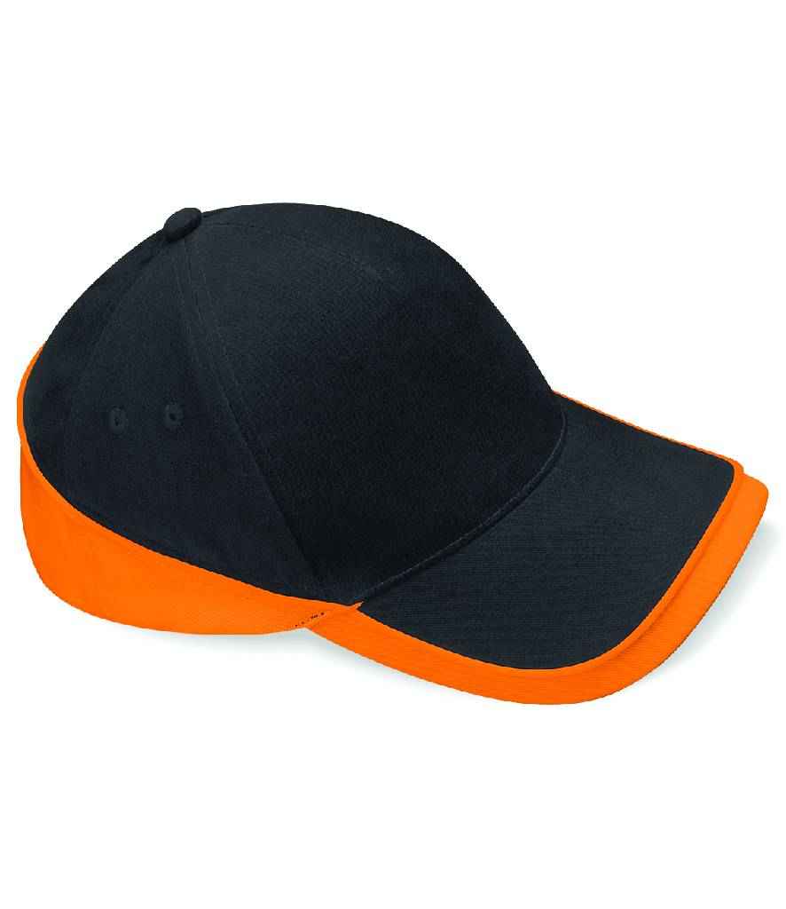Beechfield Teamwear Competition Cap in ONE Black Orange by Beechfield — Custom branded clothing by Print Press, featuring premium embroidery produced in our specialist print lab in the UK.