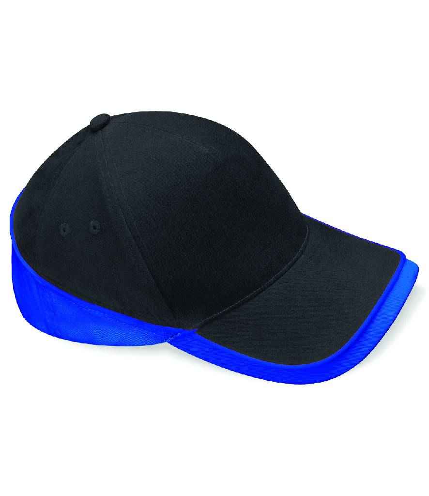 Beechfield Teamwear Competition Cap in ONE Black Bright Royal by Beechfield — Custom branded clothing by Print Press, featuring premium embroidery produced in our specialist print lab in the UK.