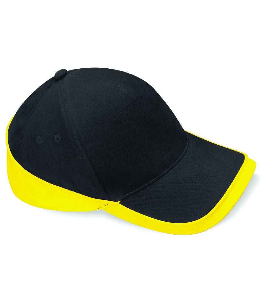 Beechfield Teamwear Competition Cap in ONE Black Yellow by Beechfield — Custom branded clothing by Print Press, featuring premium embroidery produced in our specialist print lab in the UK.