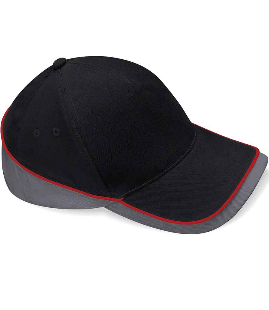 Beechfield Teamwear Competition Cap in ONE Black Graphite Grey Classic Red by Beechfield — Custom branded clothing by Print Press, featuring premium embroidery produced in our specialist print lab in the UK.