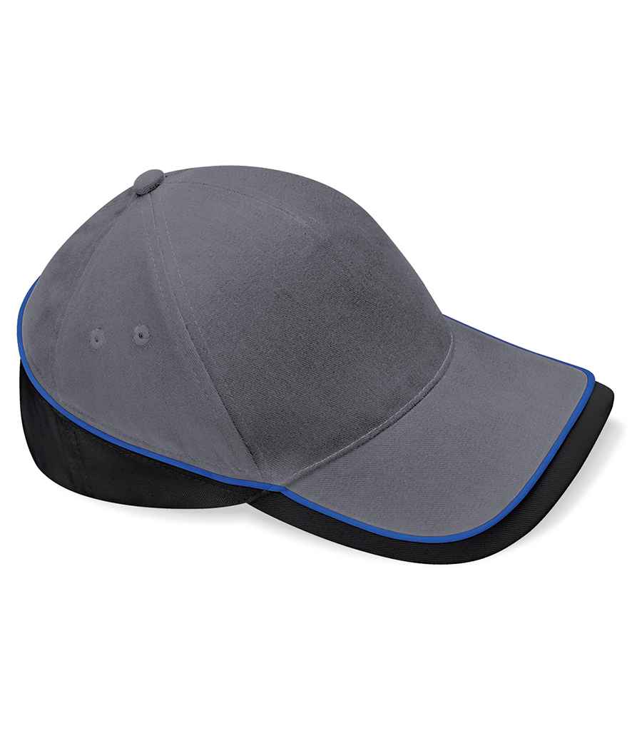 Beechfield Teamwear Competition Cap in ONE Graphite Grey Black Bright Royal by Beechfield — Custom branded clothing by Print Press, featuring premium embroidery produced in our specialist print lab in the UK.