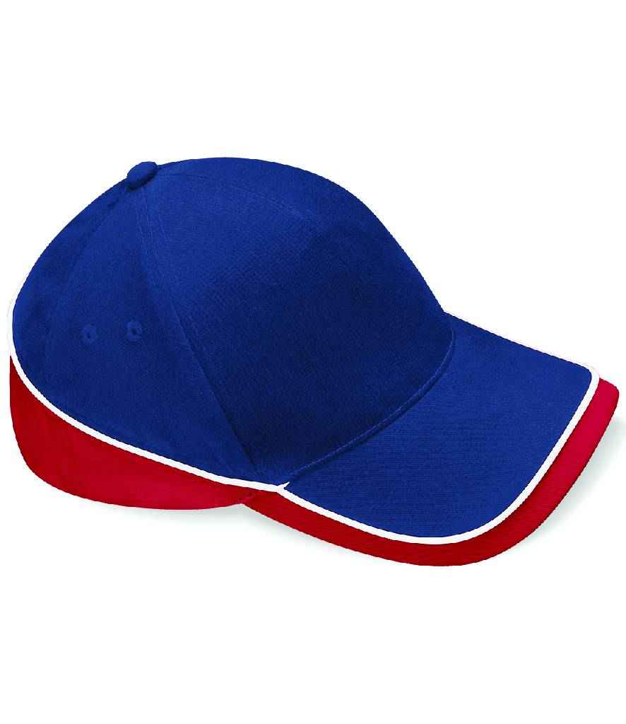 Beechfield Teamwear Competition Cap in ONE French Navy Classic Red White by Beechfield — Custom branded clothing by Print Press, featuring premium embroidery produced in our specialist print lab in the UK.