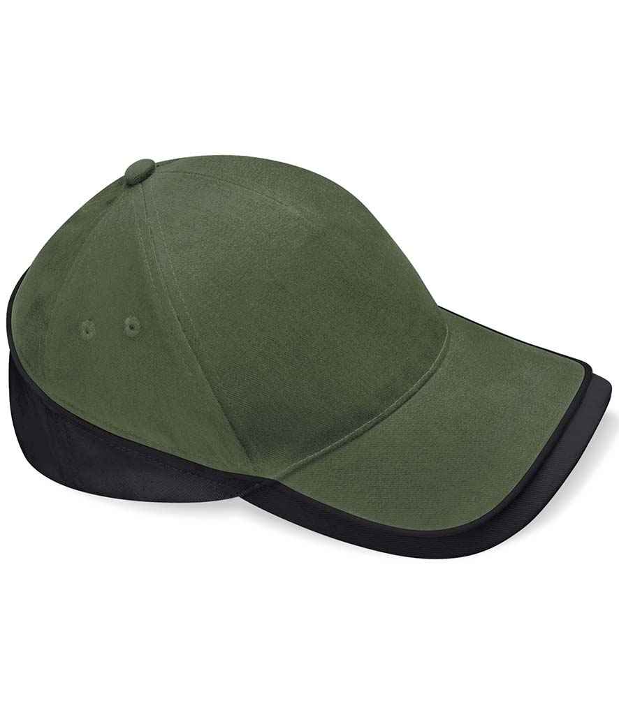 Beechfield Teamwear Competition Cap in ONE Olive Green Black by Beechfield — Custom branded clothing by Print Press, featuring premium embroidery produced in our specialist print lab in the UK.
