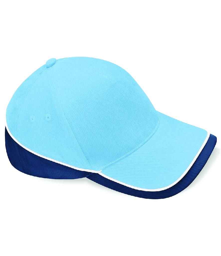 Beechfield Teamwear Competition Cap in ONE Sky Blue French Navy White by Beechfield — Custom branded clothing by Print Press, featuring premium embroidery produced in our specialist print lab in the UK.