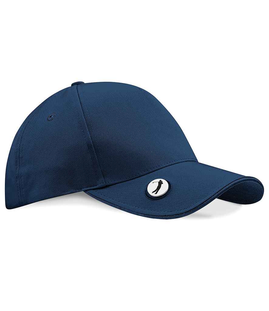 Beechfield Pro-Style Ball Mark Golf Cap in ONE French Navy by Beechfield — Custom branded clothing by Print Press, featuring premium embroidery produced in our specialist print lab in the UK.