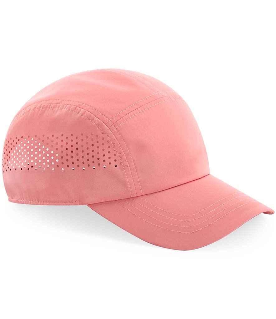 Beechfield Technical Running Cap in ONE Salmon Pink by Beechfield — Custom branded clothing by Print Press, featuring premium embroidery produced in our specialist print lab in the UK.