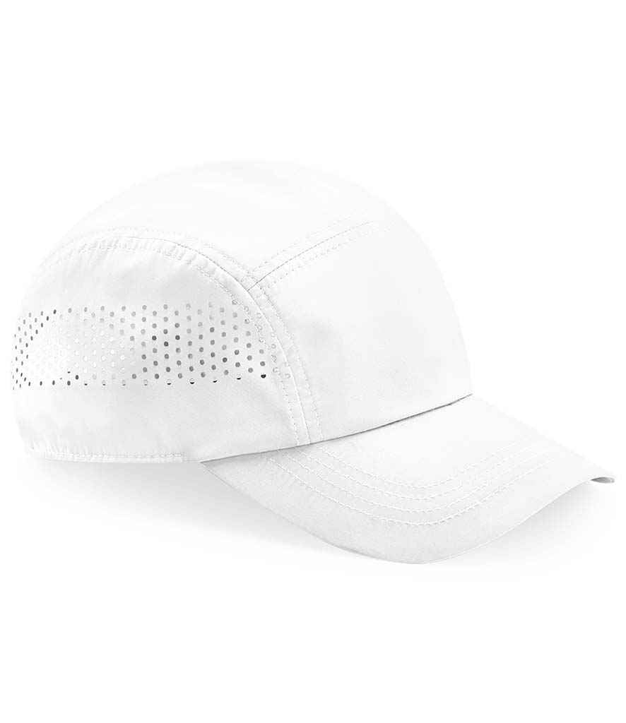 Beechfield Technical Running Cap in ONE White by Beechfield — Custom branded clothing by Print Press, featuring premium embroidery produced in our specialist print lab in the UK.