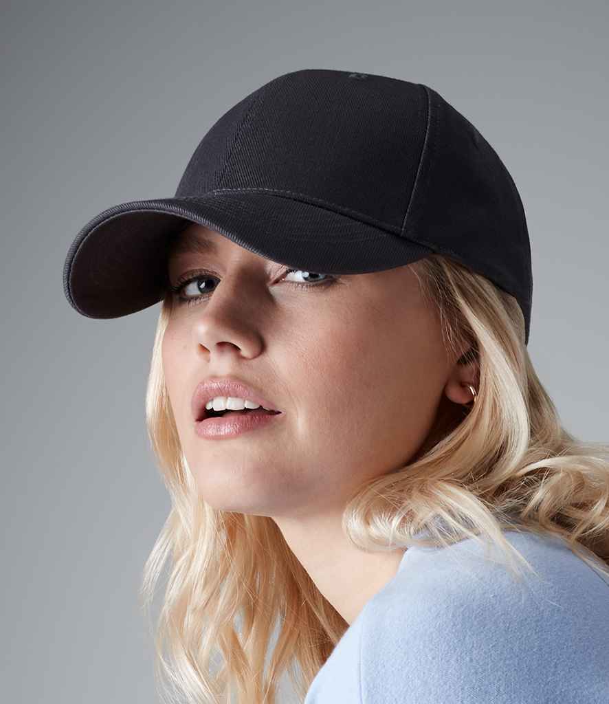 Beechfield Ultimate 6 Panel Cap in ONE Black by Beechfield — Custom branded clothing by Print Press, featuring premium embroidery produced in our specialist print lab in the UK.