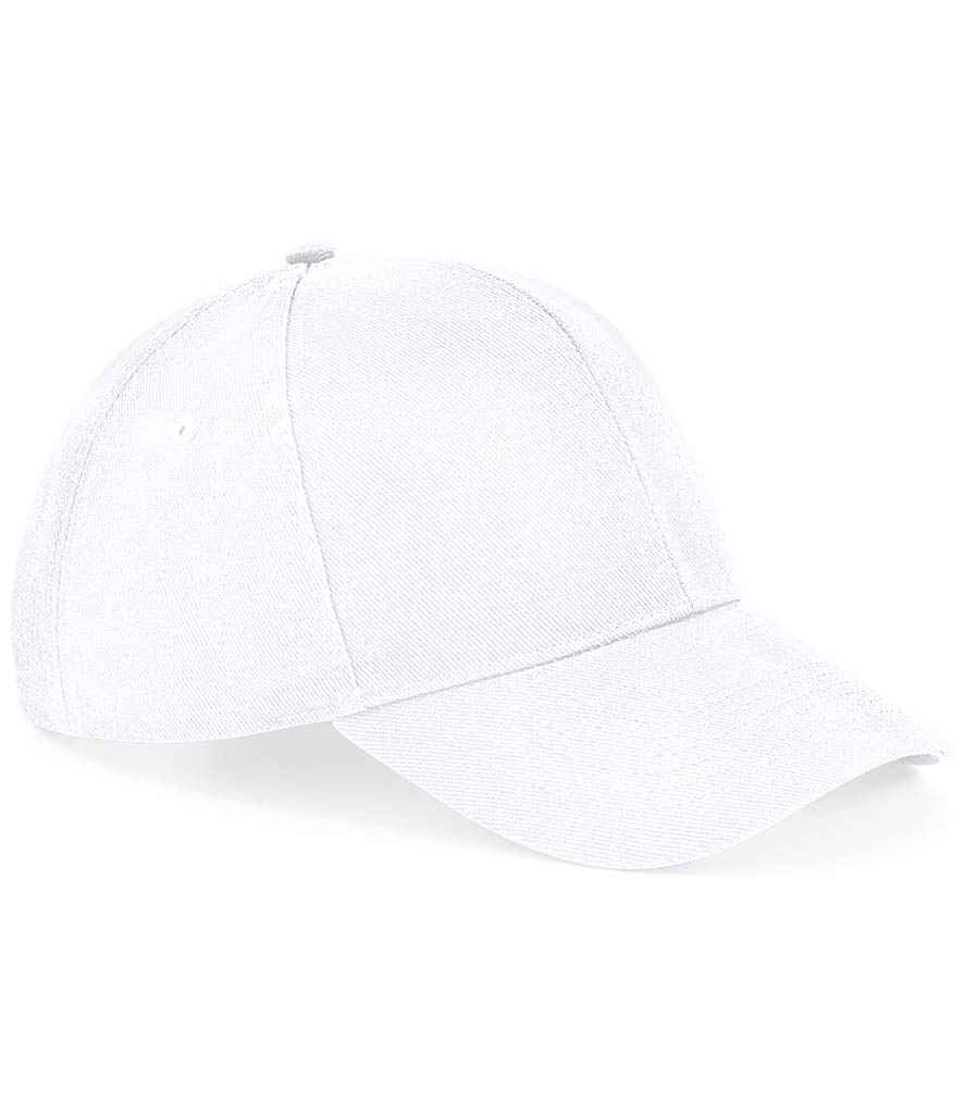 Beechfield Ultimate 6 Panel Cap in ONE White by Beechfield — Custom branded clothing by Print Press, featuring premium embroidery produced in our specialist print lab in the UK.