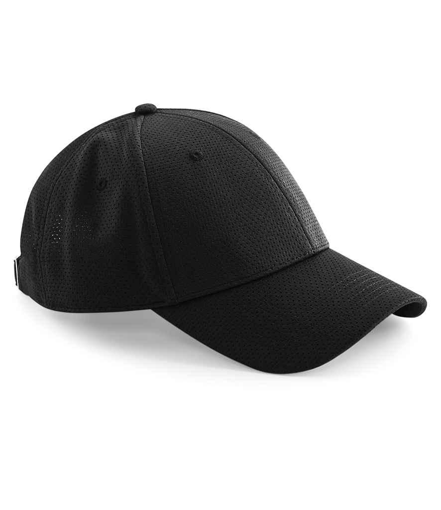 Beechfield Air Mesh 6 Panel Cap in ONE Black by Beechfield — Custom branded clothing by Print Press, featuring premium embroidery produced in our specialist print lab in the UK.