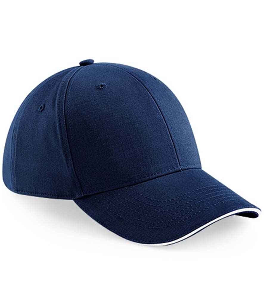 Beechfield Athleisure 6 Panel Cap in ONE French Navy White by Beechfield — Custom branded clothing by Print Press, featuring premium embroidery produced in our specialist print lab in the UK.