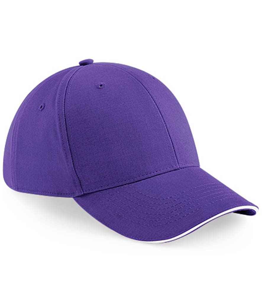 Beechfield Athleisure 6 Panel Cap in ONE Purple White by Beechfield — Custom branded clothing by Print Press, featuring premium embroidery produced in our specialist print lab in the UK.