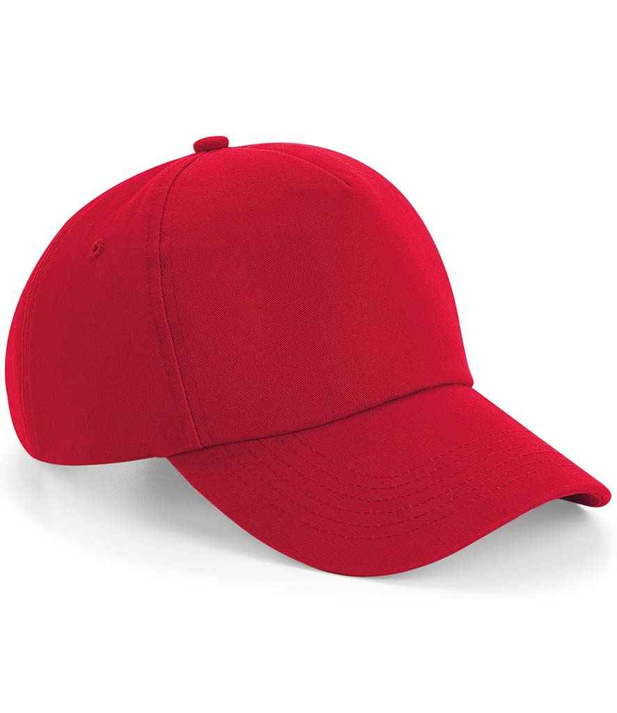 Beechfield Authentic 5 Panel Cap in ONE Classic Red by Beechfield — Custom branded clothing by Print Press, featuring premium embroidery produced in our specialist print lab in the UK.