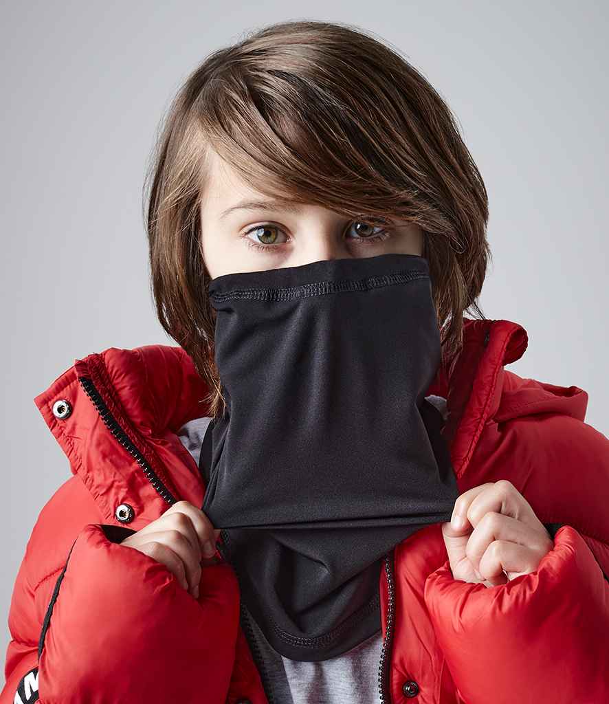 Beechfield Kids Sports Tech Soft Shell Neck Warmer in ONE Black by Beechfield — Custom branded clothing by Print Press, featuring premium embroidery produced in our specialist print lab in the UK.