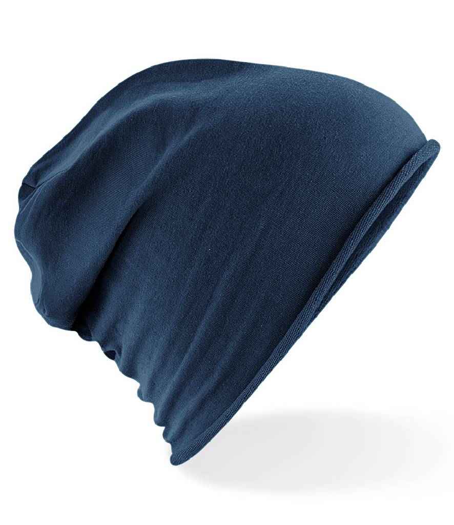 Beechfield Jersey Beanie in ONE Navy by Beechfield — Custom branded clothing by Print Press, featuring premium embroidery produced in our specialist print lab in the UK.