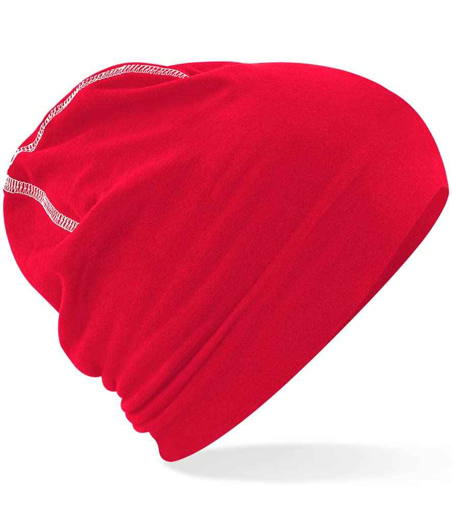 Beechfield Hemsedal Cotton Beanie in ONE Classic Red White by Beechfield — Custom branded clothing by Print Press, featuring premium embroidery produced in our specialist print lab in the UK.