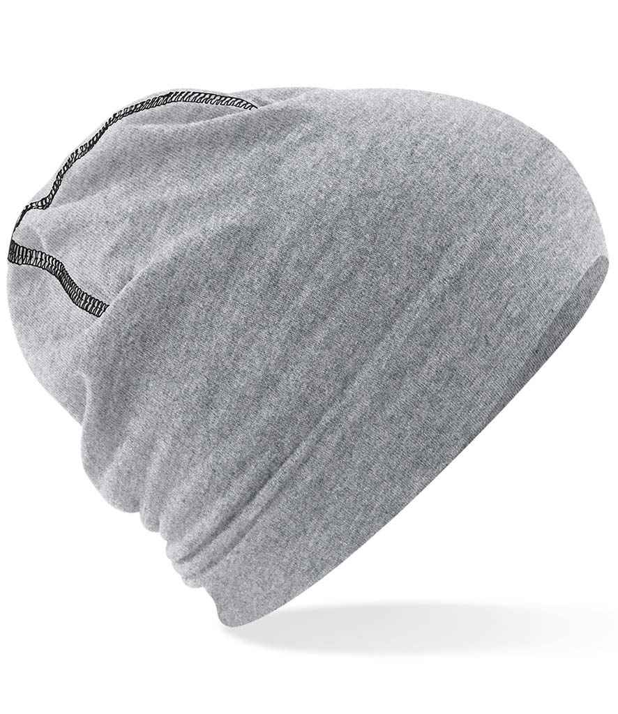 Beechfield Hemsedal Cotton Beanie in ONE Heather Grey Black by Beechfield — Custom branded clothing by Print Press, featuring premium embroidery produced in our specialist print lab in the UK.