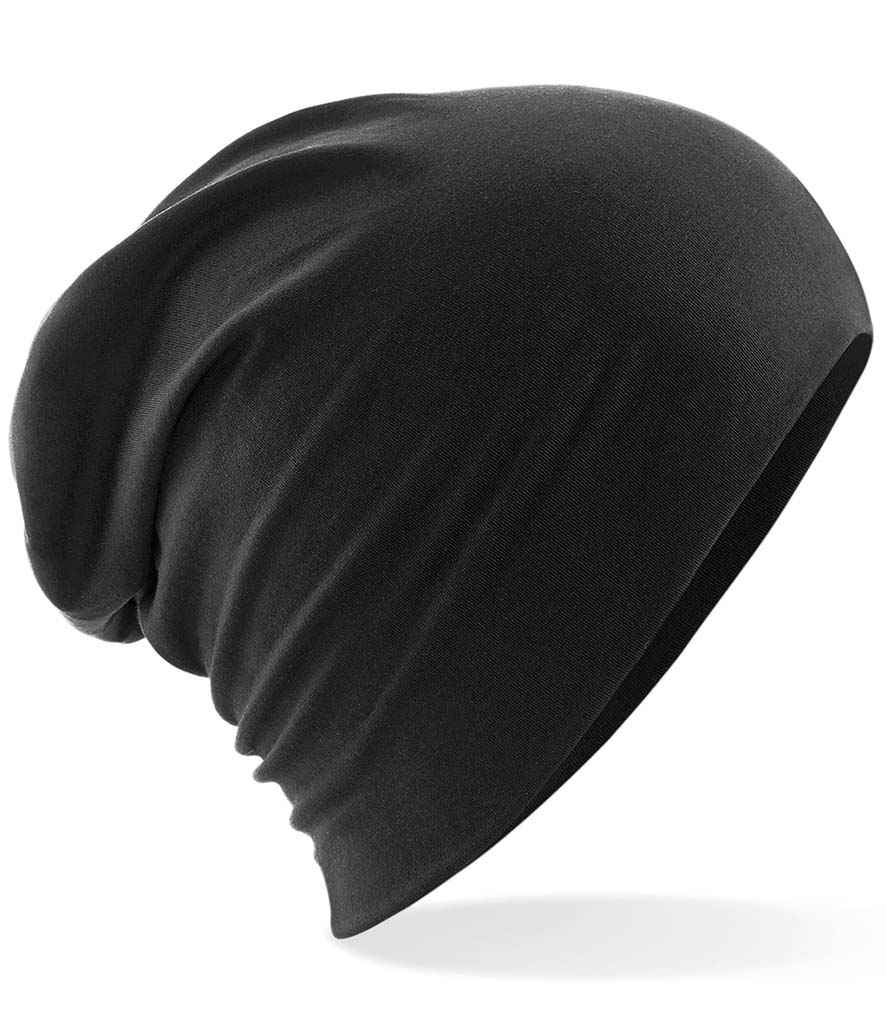 Beechfield Hemsedal Slouch Beanie in ONE Black by Beechfield — Custom branded clothing by Print Press, featuring premium embroidery produced in our specialist print lab in the UK.
