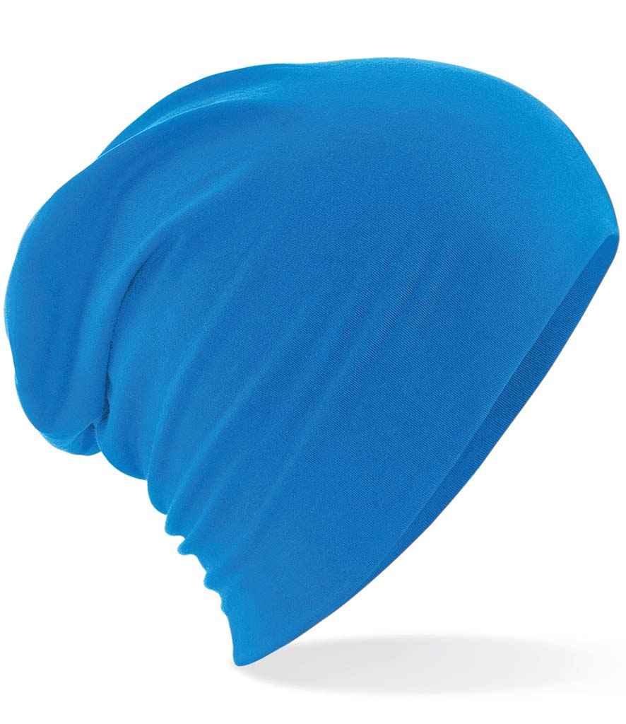 Beechfield Hemsedal Slouch Beanie in ONE Sapphire Blue by Beechfield — Custom branded clothing by Print Press, featuring premium embroidery produced in our specialist print lab in the UK.