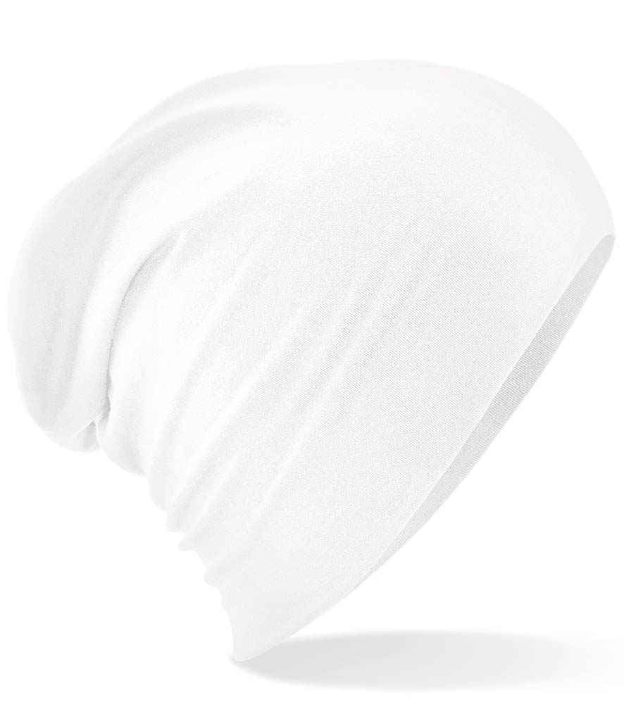 Beechfield Hemsedal Slouch Beanie in ONE White by Beechfield — Custom branded clothing by Print Press, featuring premium embroidery produced in our specialist print lab in the UK.