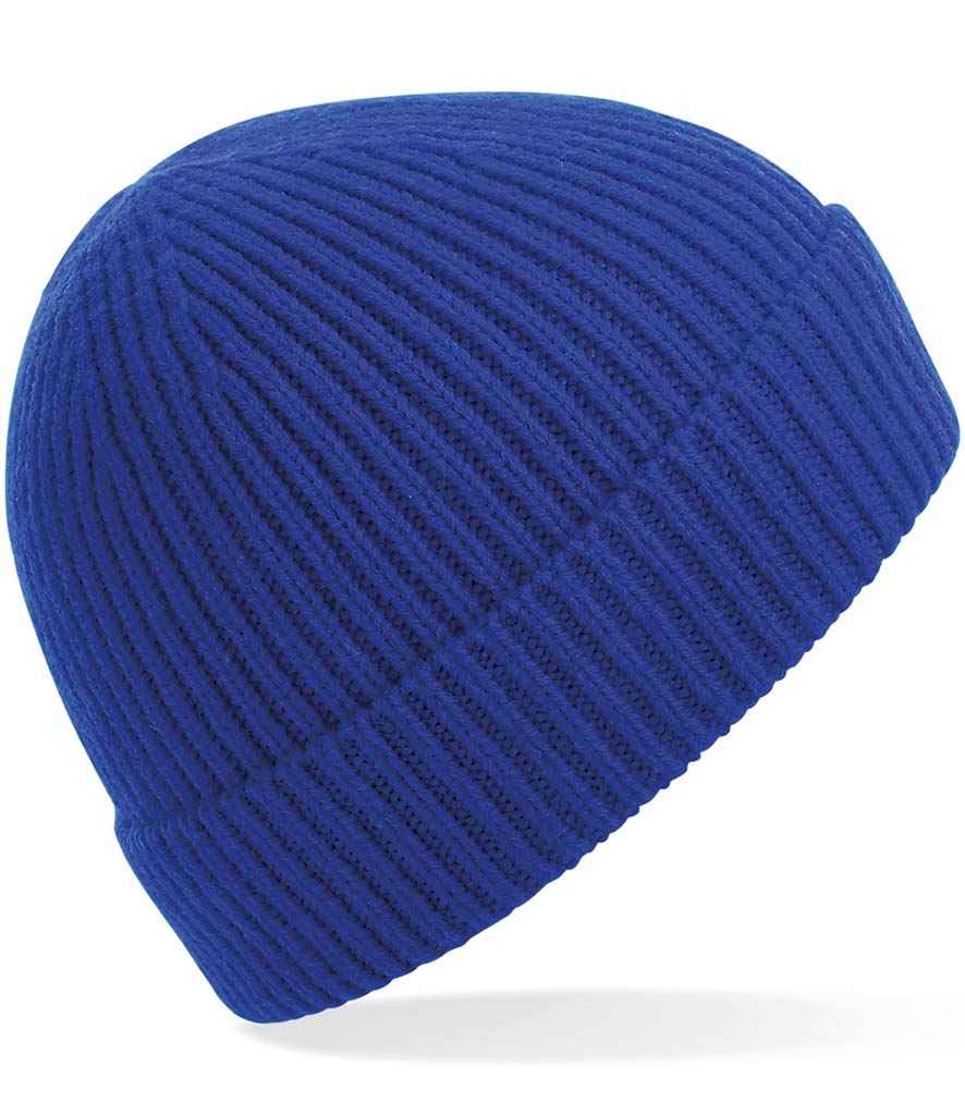 Beechfield Engineered Knit Ribbed Beanie in ONE Bright Royal by Beechfield — Custom branded clothing by Print Press, featuring premium embroidery produced in our specialist print lab in the UK.