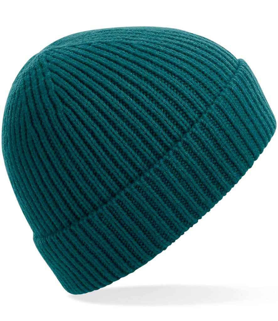 Beechfield Engineered Knit Ribbed Beanie in ONE Ocean Green by Beechfield — Custom branded clothing by Print Press, featuring premium embroidery produced in our specialist print lab in the UK.