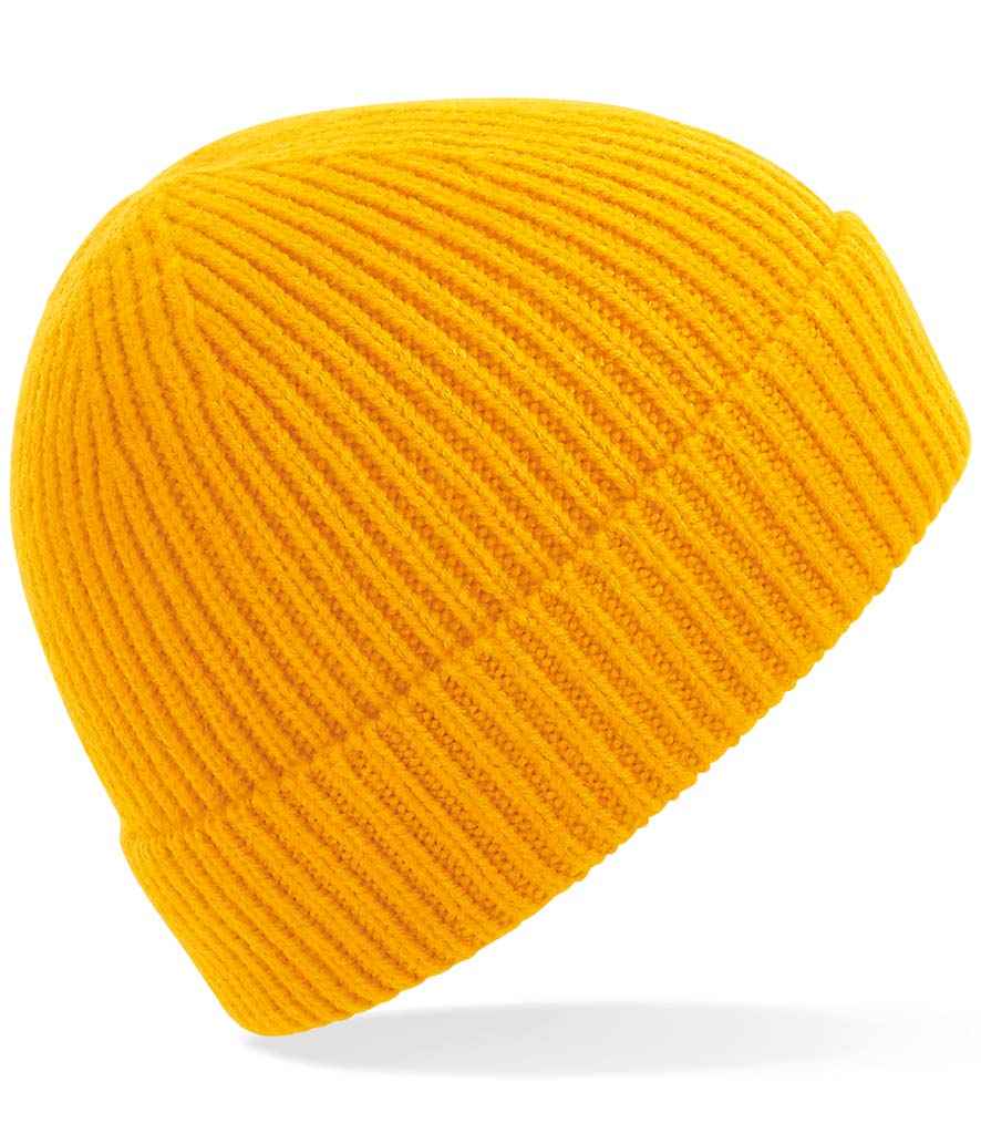 Beechfield Engineered Knit Ribbed Beanie in ONE Sun Yellow by Beechfield — Custom branded clothing by Print Press, featuring premium embroidery produced in our specialist print lab in the UK.