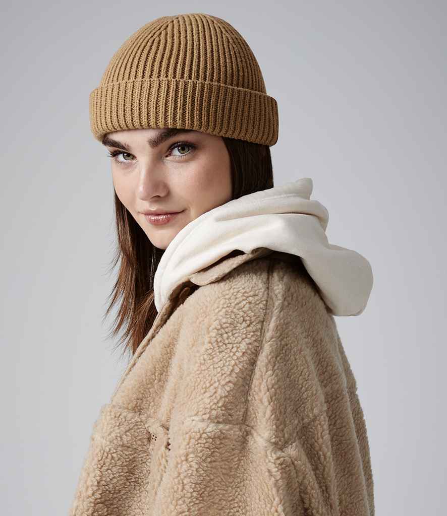 Beechfield Recycled Harbour Beanie in ONE Biscuit by Beechfield — Custom branded clothing by Print Press, featuring premium embroidery produced in our specialist print lab in the UK.