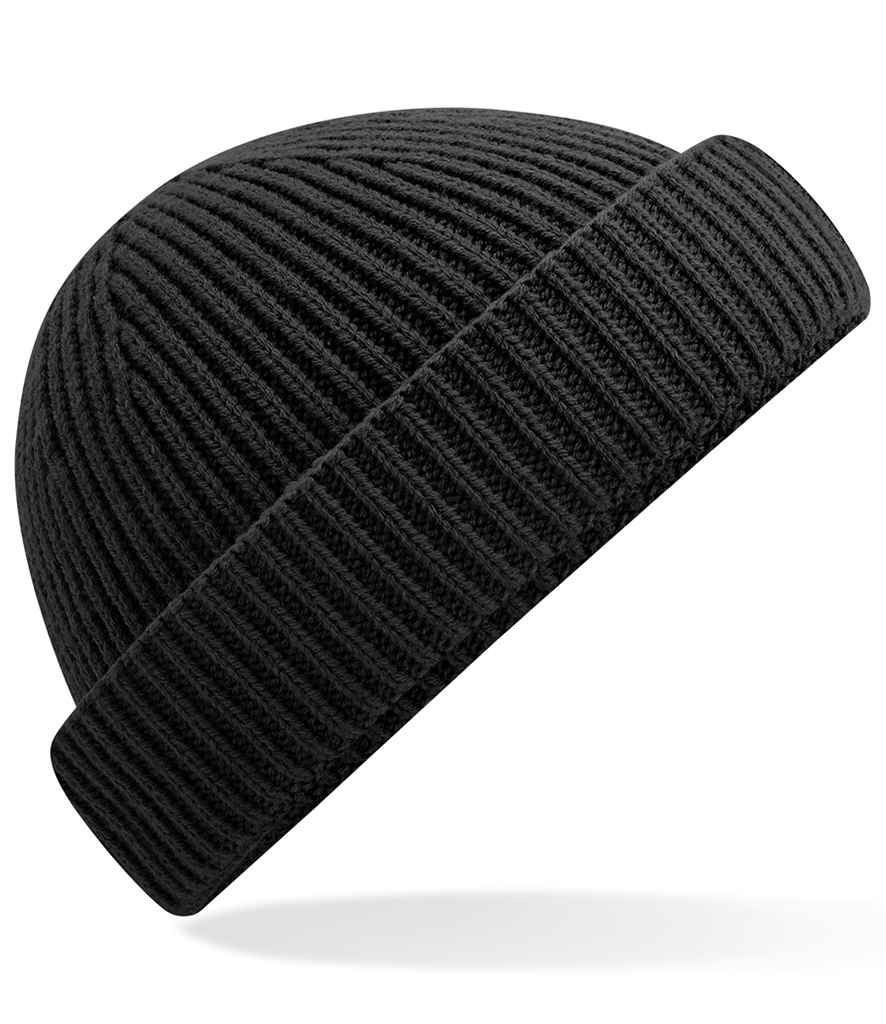 Beechfield Recycled Harbour Beanie in ONE Black by Beechfield — Custom branded clothing by Print Press, featuring premium embroidery produced in our specialist print lab in the UK.