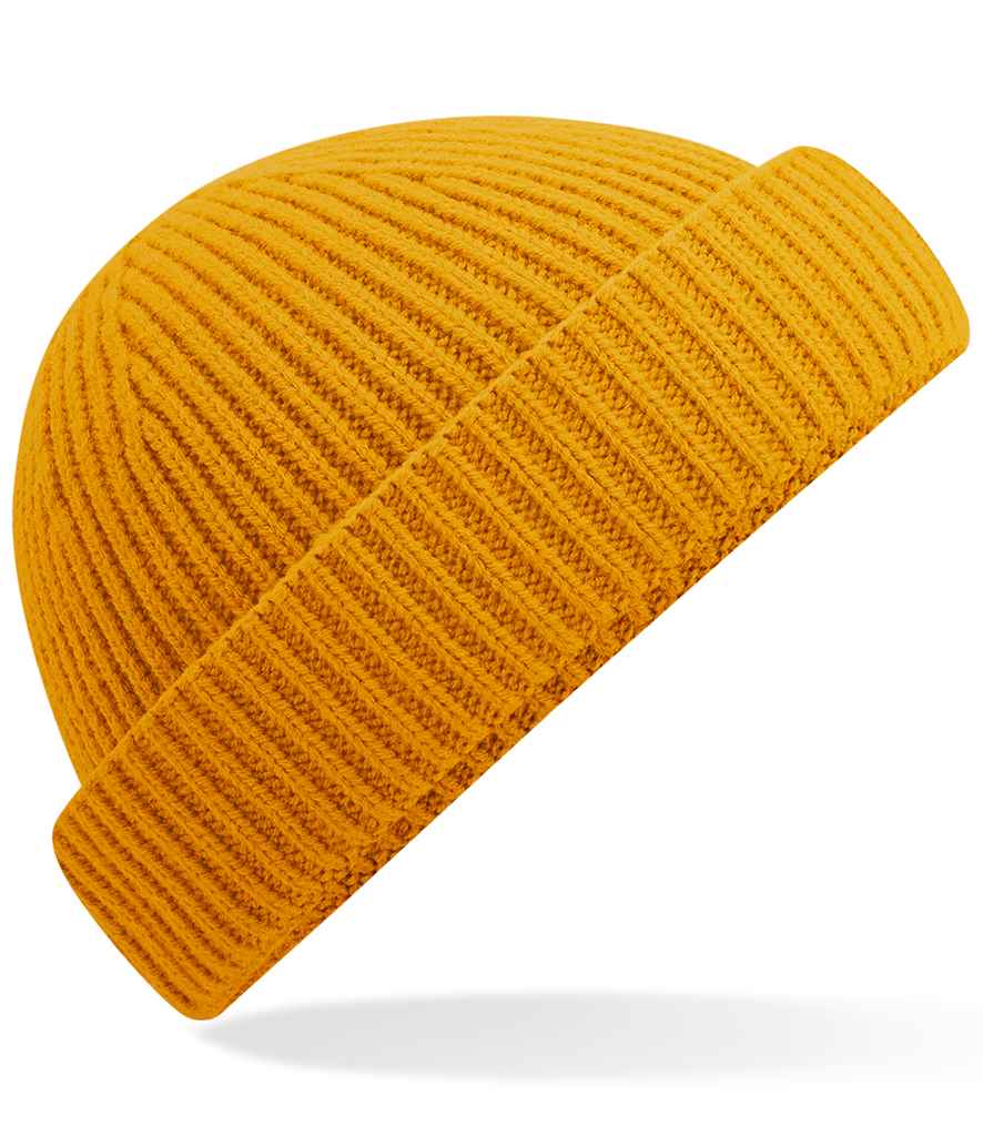 Beechfield Recycled Harbour Beanie in ONE Mustard by Beechfield — Custom branded clothing by Print Press, featuring premium embroidery produced in our specialist print lab in the UK.