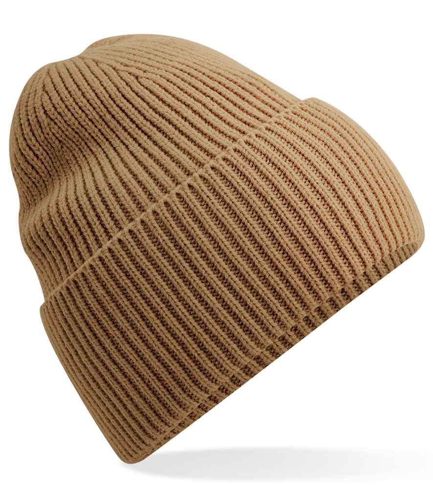 Beechfield Recycled Oversized Cuffed Beanie in ONE Biscuit by Beechfield — Custom branded clothing by Print Press, featuring premium embroidery produced in our specialist print lab in the UK.