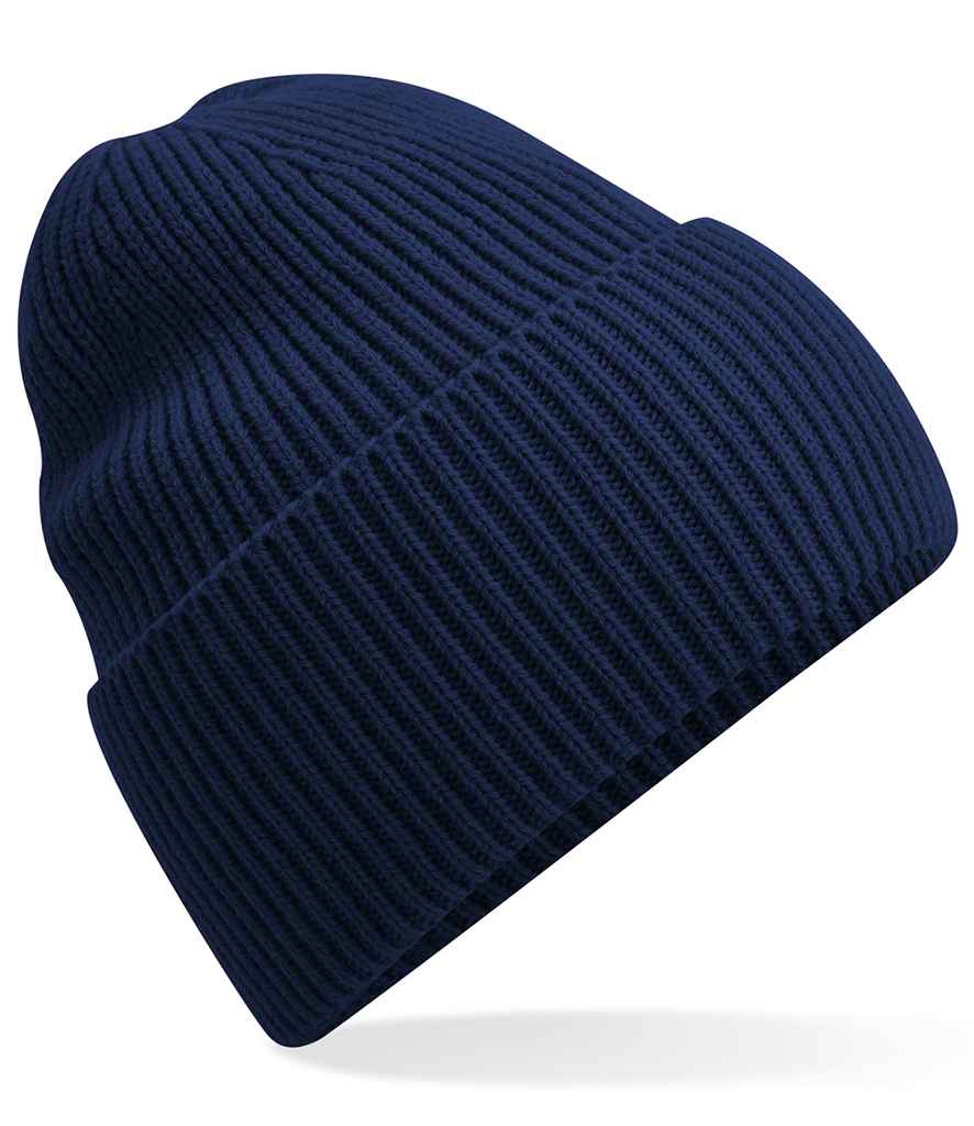 Beechfield Recycled Oversized Cuffed Beanie in ONE Oxford Navy by Beechfield — Custom branded clothing by Print Press, featuring premium embroidery produced in our specialist print lab in the UK.