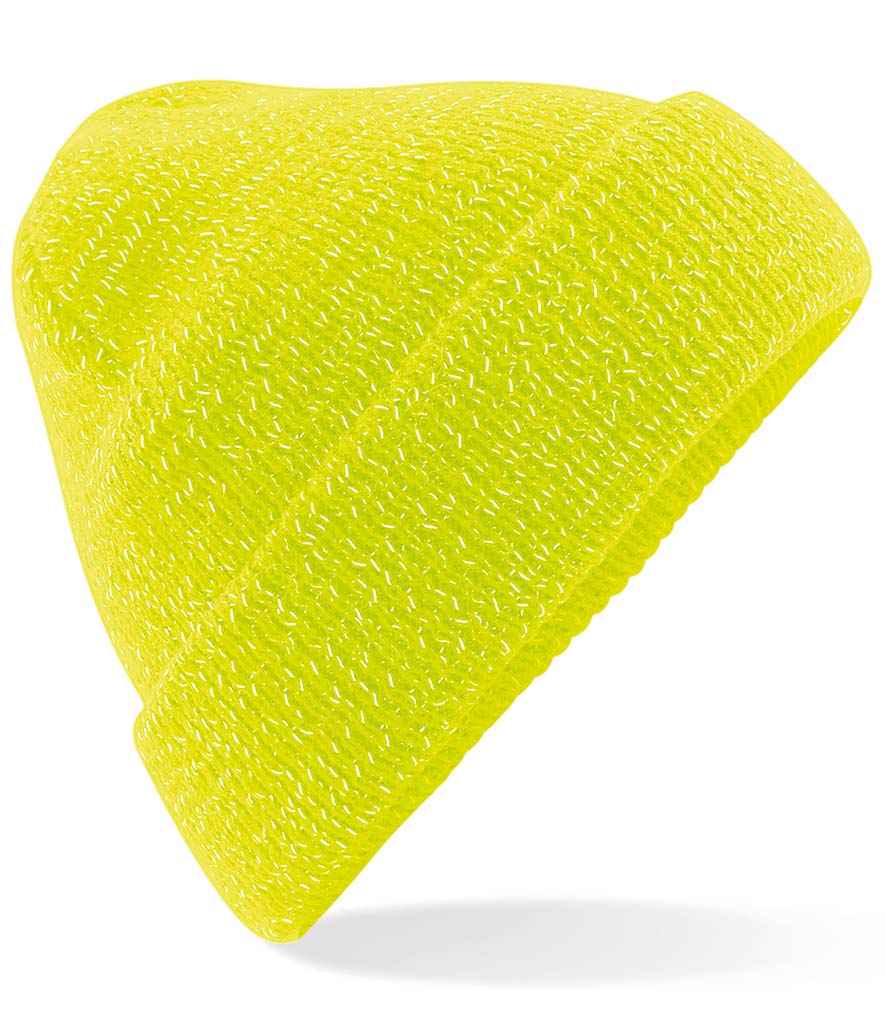 Beechfield Reflective Beanie in ONE Fluorescent Yellow by Beechfield — Custom branded clothing by Print Press, featuring premium embroidery produced in our specialist print lab in the UK.