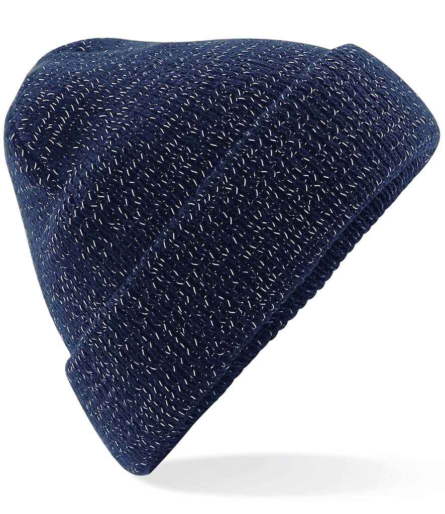 Beechfield Reflective Beanie in ONE French Navy by Beechfield — Custom branded clothing by Print Press, featuring premium embroidery produced in our specialist print lab in the UK.