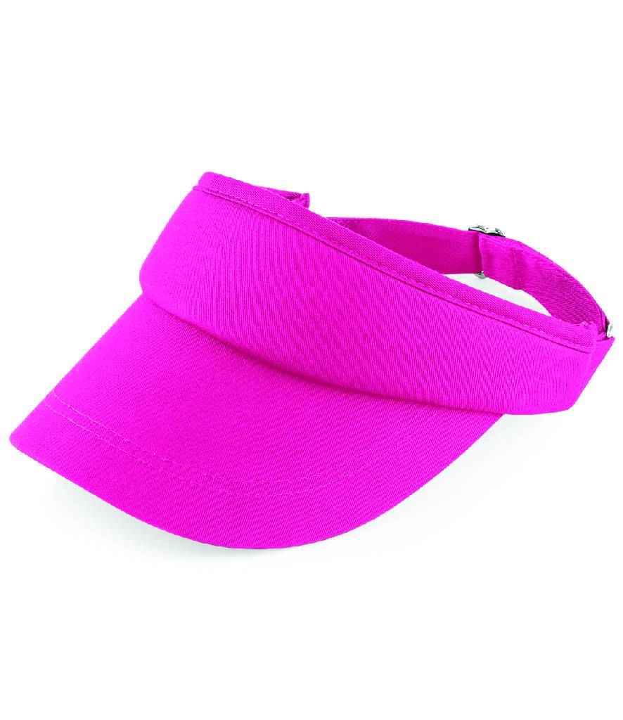 Beechfield Sports Sun Visor in ONE Fuchsia by Beechfield — Custom branded clothing by Print Press, featuring premium embroidery produced in our specialist print lab in the UK.