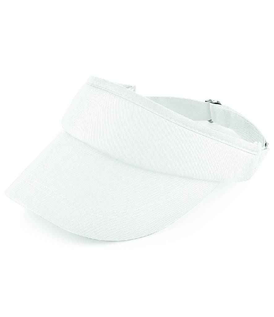 Beechfield Sports Sun Visor in ONE White by Beechfield — Custom branded clothing by Print Press, featuring premium embroidery produced in our specialist print lab in the UK.