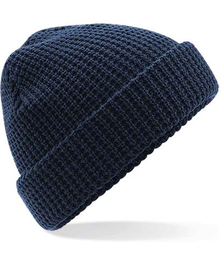 Beechfield Classic Waffle Knit Beanie in ONE French Navy by Beechfield — Custom branded clothing by Print Press, featuring premium embroidery produced in our specialist print lab in the UK.