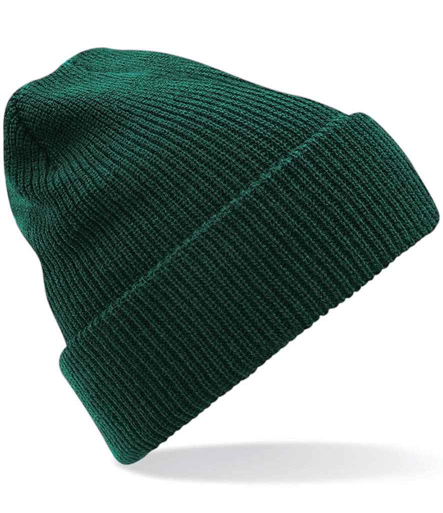 Beechfield Heritage Beanie in ONE Bottle Green by Beechfield — Custom branded clothing by Print Press, featuring premium embroidery produced in our specialist print lab in the UK.