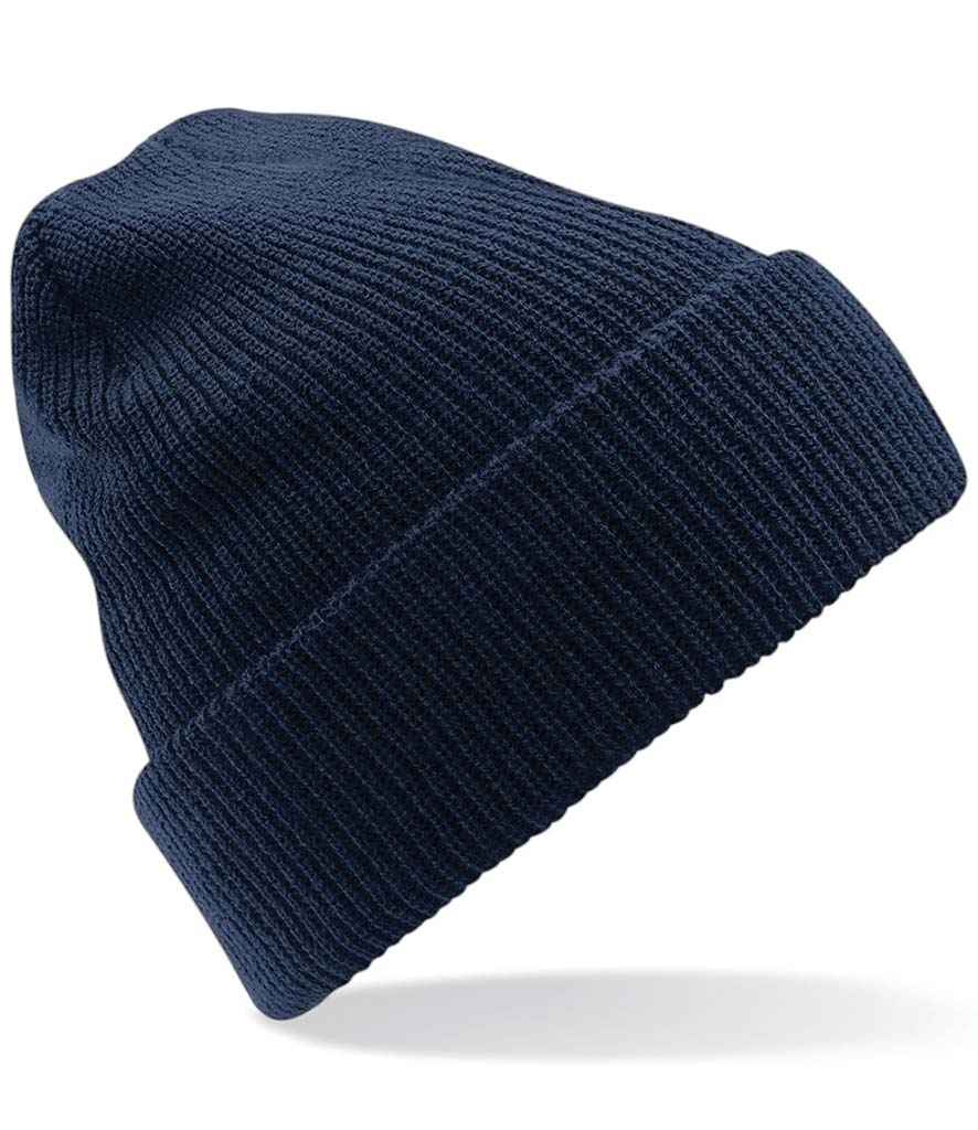 Beechfield Heritage Beanie in ONE French Navy by Beechfield — Custom branded clothing by Print Press, featuring premium embroidery produced in our specialist print lab in the UK.