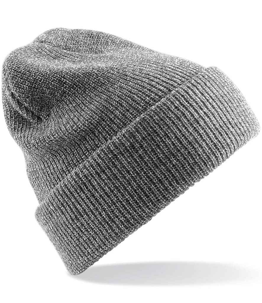 Beechfield Heritage Beanie in ONE Heather Grey by Beechfield — Custom branded clothing by Print Press, featuring premium embroidery produced in our specialist print lab in the UK.