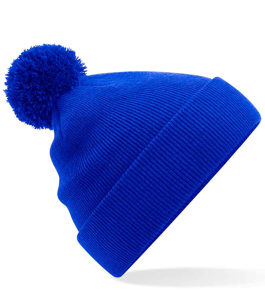 Beechfield Kids Original Pom Pom Beanie in ONE Bright Royal by Beechfield — Custom branded clothing by Print Press, featuring premium embroidery produced in our specialist print lab in the UK.