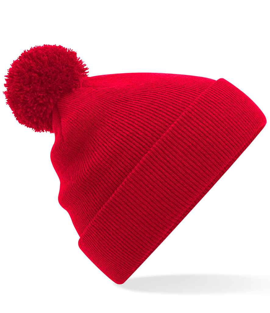 Beechfield Kids Original Pom Pom Beanie in ONE Classic Red by Beechfield — Custom branded clothing by Print Press, featuring premium embroidery produced in our specialist print lab in the UK.