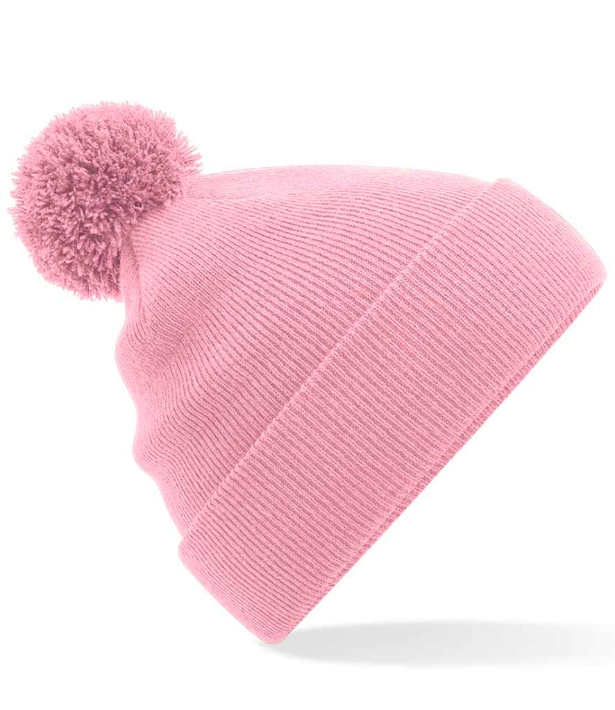 Beechfield Kids Original Pom Pom Beanie in ONE Dusky Pink by Beechfield — Custom branded clothing by Print Press, featuring premium embroidery produced in our specialist print lab in the UK.