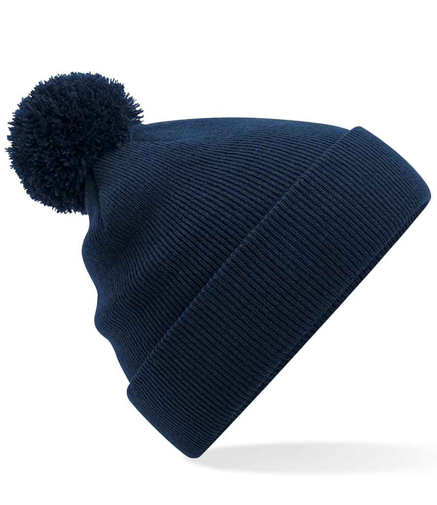 Beechfield Kids Original Pom Pom Beanie in ONE French Navy by Beechfield — Custom branded clothing by Print Press, featuring premium embroidery produced in our specialist print lab in the UK.