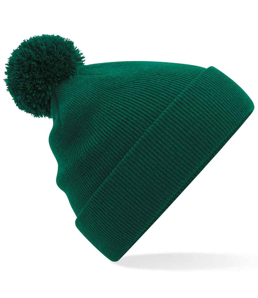 Beechfield Original Pom Pom Beanie in ONE Bottle Green by Beechfield — Custom branded clothing by Print Press, featuring premium embroidery produced in our specialist print lab in the UK.