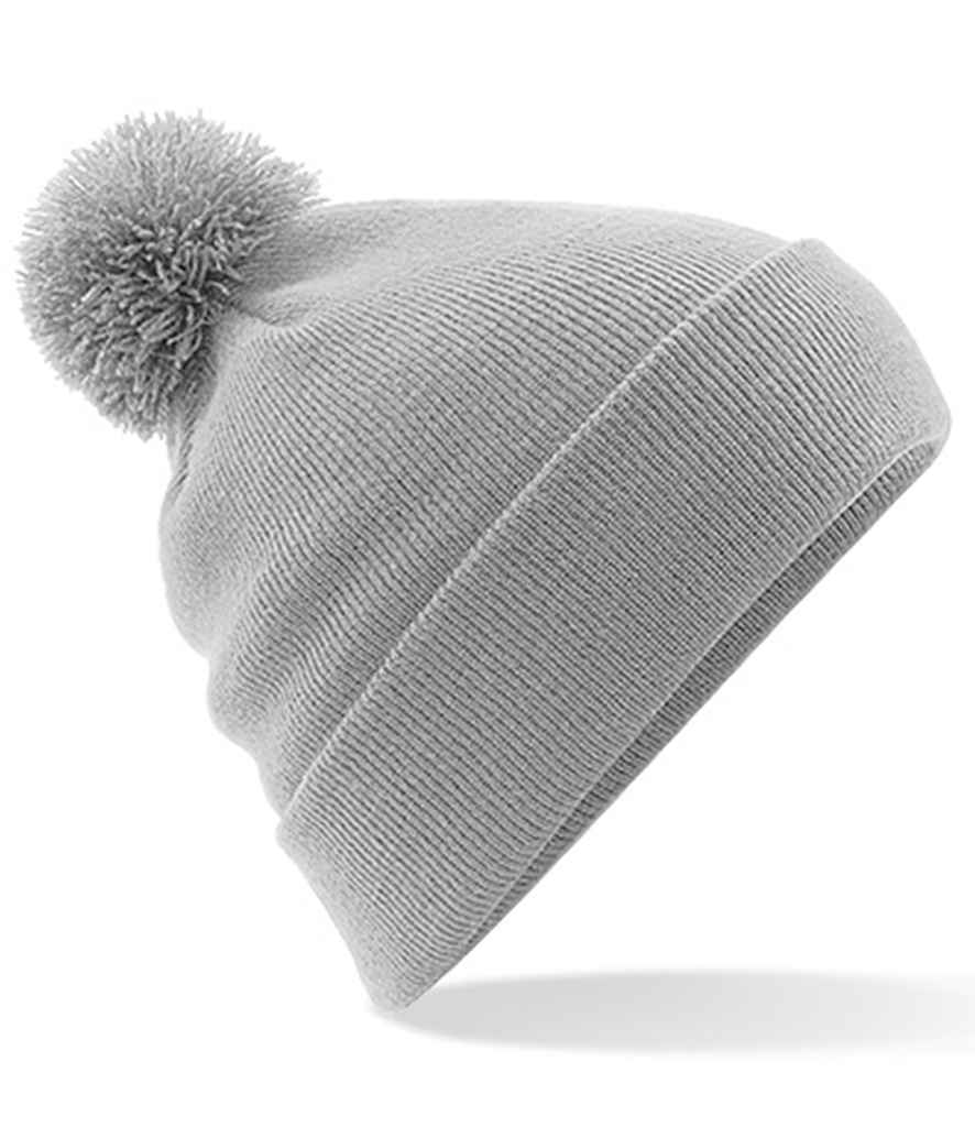 Beechfield Original Pom Pom Beanie in ONE Light Grey by Beechfield — Custom branded clothing by Print Press, featuring premium embroidery produced in our specialist print lab in the UK.