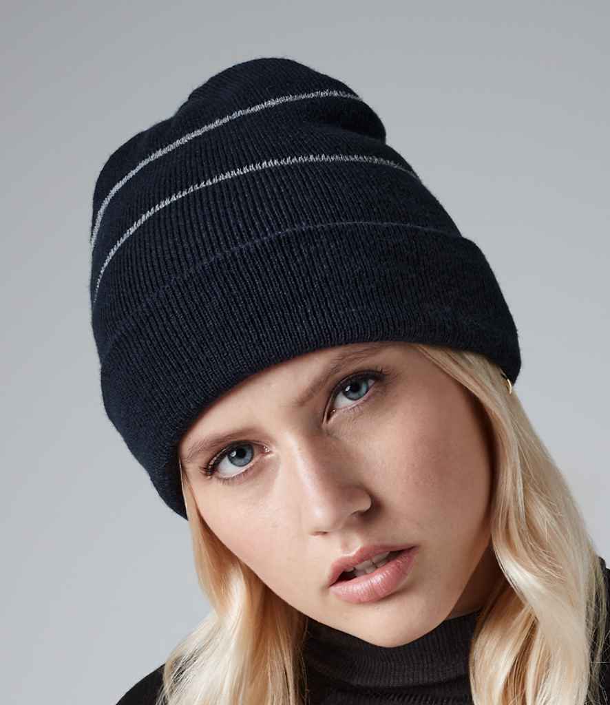 Beechfield Enhanced-Viz Beanie in ONE Black by Beechfield — Custom branded clothing by Print Press, featuring premium embroidery produced in our specialist print lab in the UK.