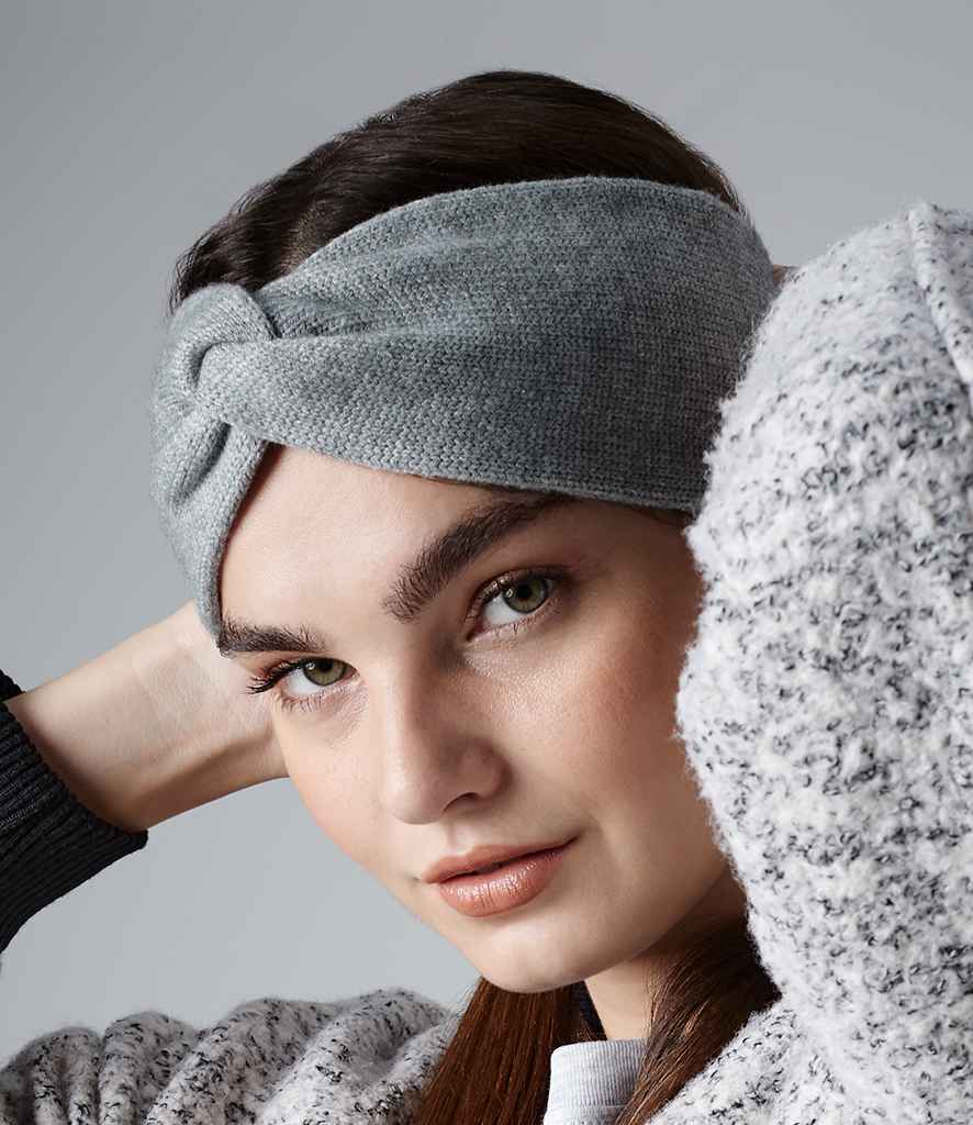 Beechfield Twist Knit Headband in ONE Grey Marl by Beechfield — Custom branded clothing by Print Press, featuring premium embroidery produced in our specialist print lab in the UK.