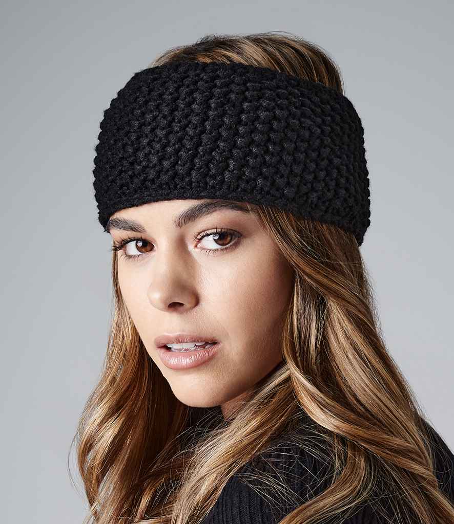 Beechfield Slopeside Waffle Headband in ONE Black by Beechfield — Custom branded clothing by Print Press, featuring premium embroidery produced in our specialist print lab in the UK.